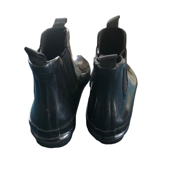 Hunter Short Chelsea Rubber Garden Boot Stretch Ankle Sz. 8 Shiny Black Flawed - Picture 4 of 9